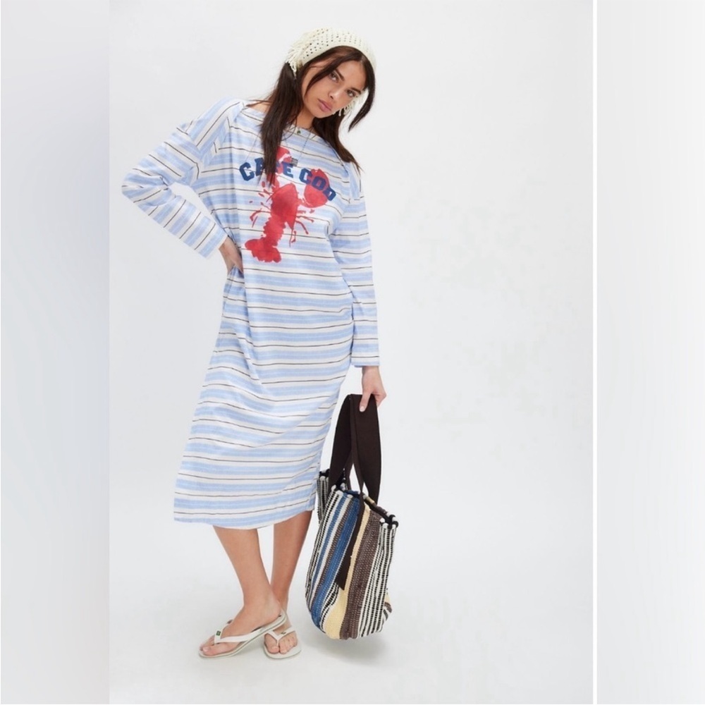 Free People Ragabond By The Sea Maxi Tee ~Cape Cod~ size xs NWOT oversized